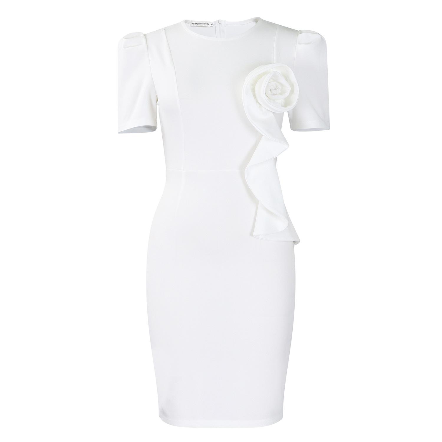 

Новое, модное и элегантное однотонное платье с короткими рукавами, облегающее фигуру, с кружевной отделкой и оборками для женщин XXXL