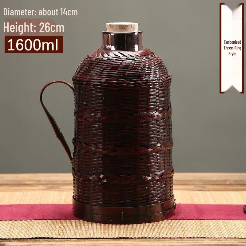 JingJingRS Vintage Bamboo Woven Thermos