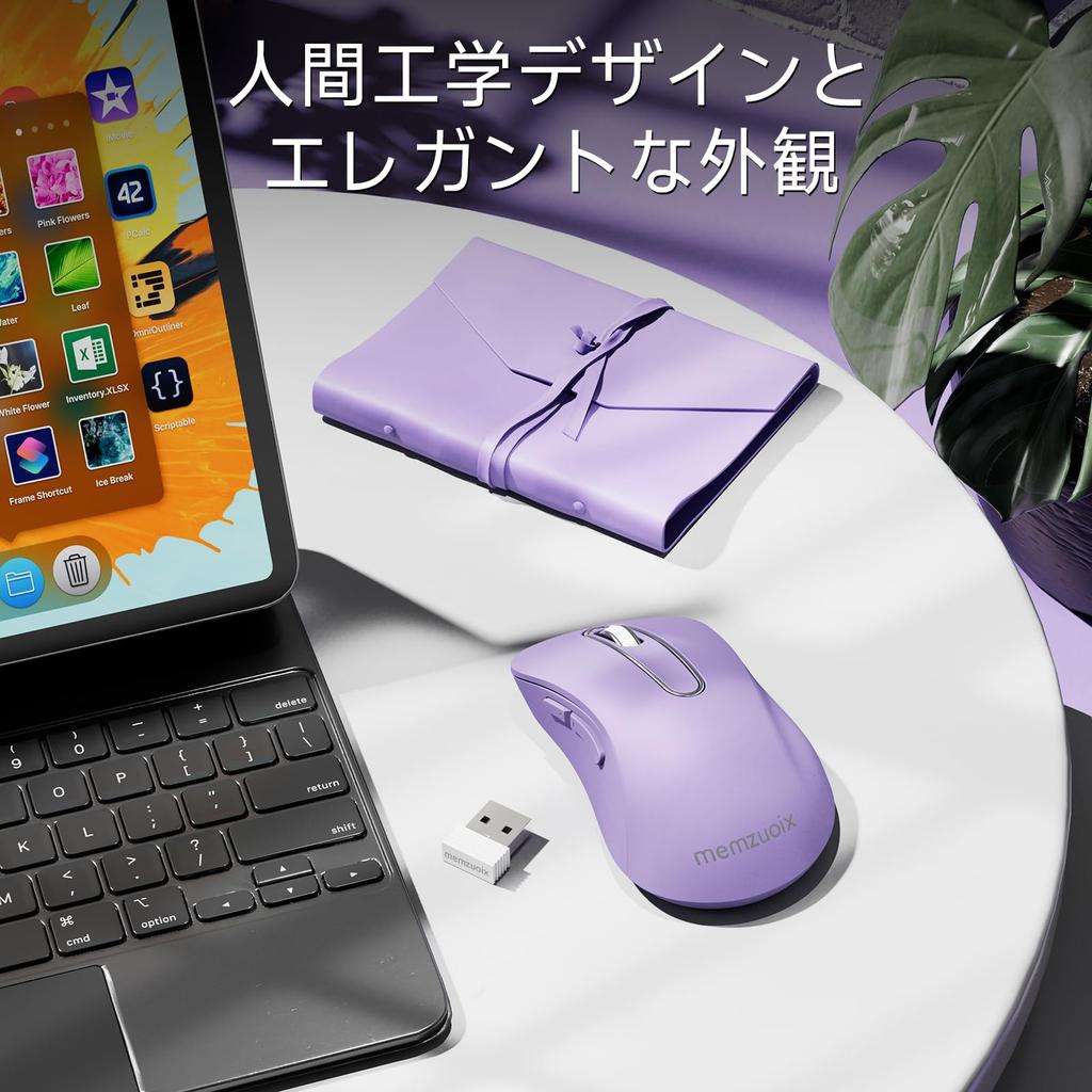 Memzuoix Wireless 1400 DPI Computer Wireless Mouse with USB Portable USB Wireless Battery Powered Cordless Mouse for 5 Lavender Color 2.4G Mouse,