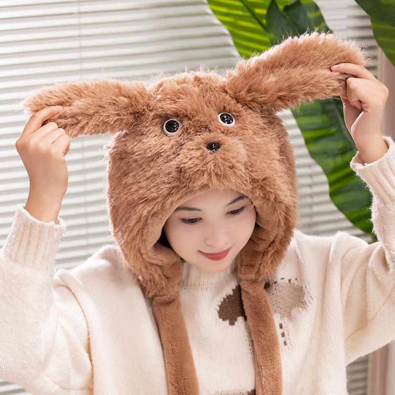 55cm Humorous Dog featuring Ears Moving Plush Toy Stuffed Gentle Puppy Cap Doll Adorable Birth Date Present great for daily use