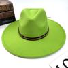 Hot autumn and winter new European and American style monochrome men's and women's belt hats simple woolen flat brim big edge jazz hats