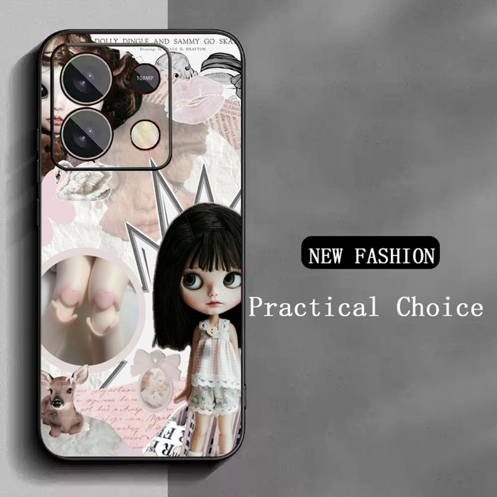 Blythe Cute doll fashion pattern design Phone Case For Redmi Note 14 13 12 11 Pro Plus S 5G 14C A3 Soft Black Phone Cover