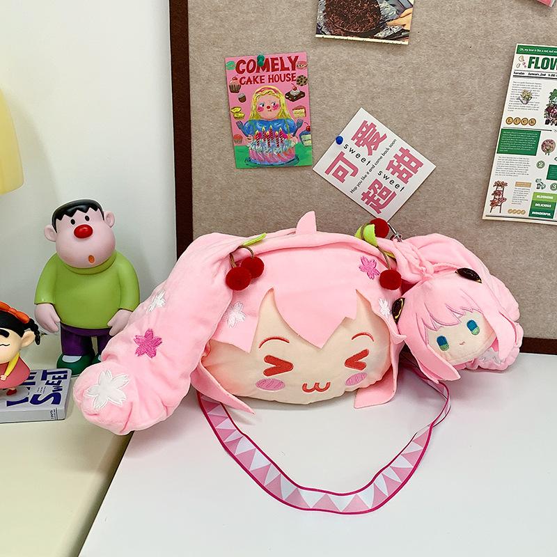 Women's Bag Plush Bag New Messenger Bag Hair Cute Girl Cartoon Handbag Small Bag Hatsune