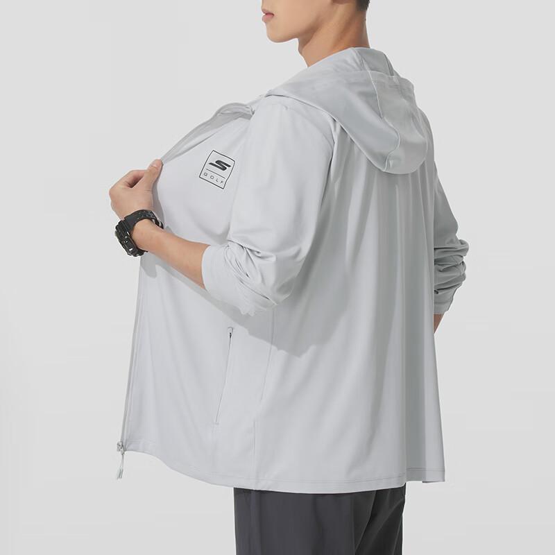 Skechers Fashion Sports Series Logo Letter Hooded Running Fitness Training Long Sleeve Jacket Unisex Jackets Dawn-Blue Gray P225U130-02VP