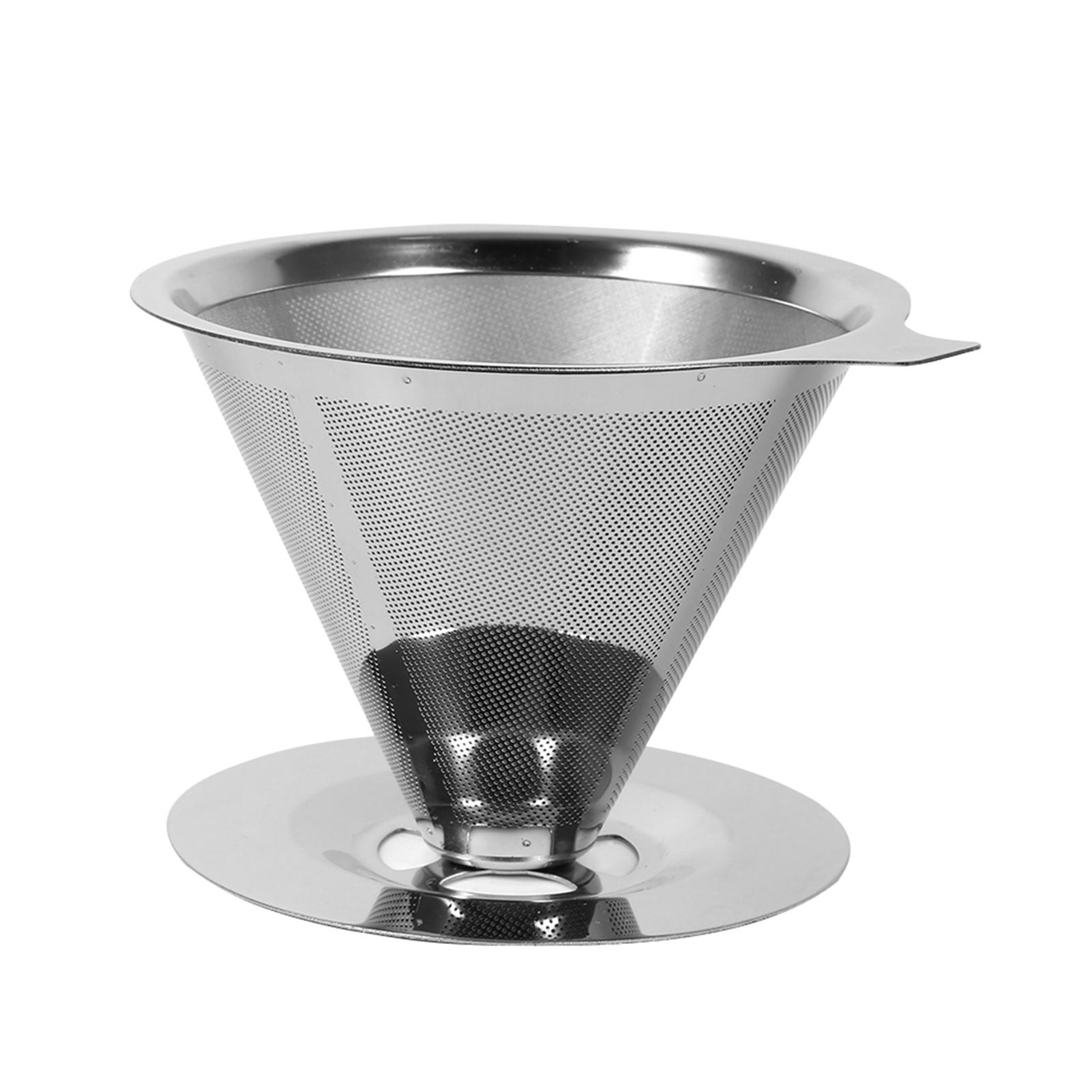 

1Pc Stainless Steel Pour Over Coffee Dripper Double Layer Mesh Filter Cup Stand Home Office Use