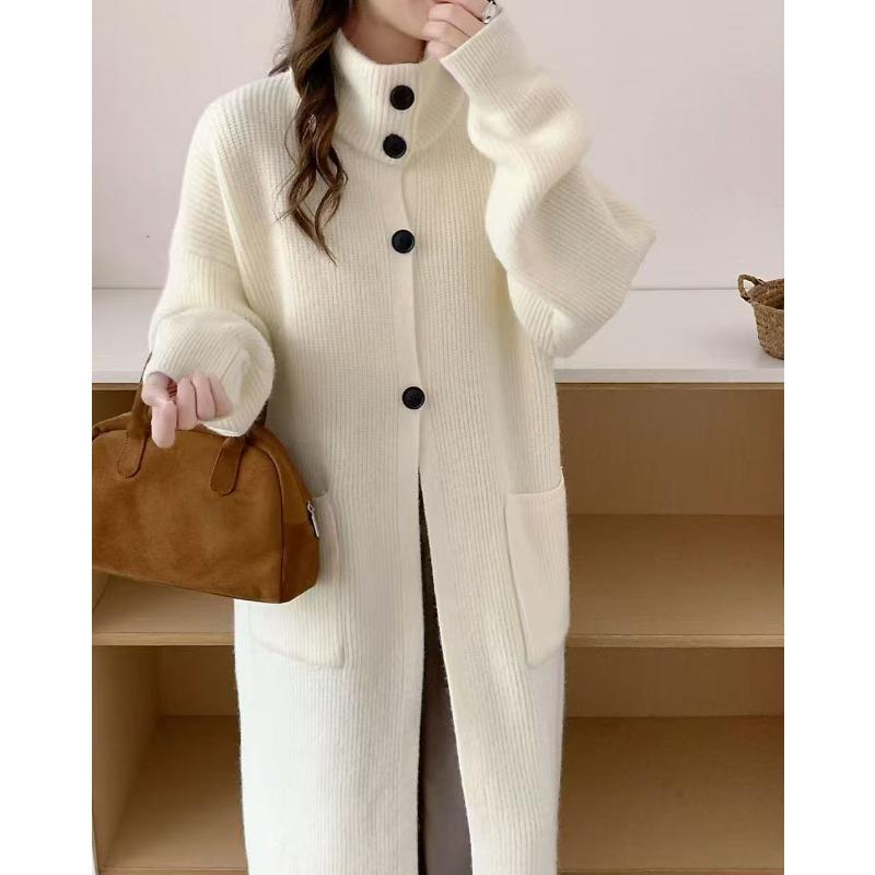 

Вязаный кардиган в стиле ленивого ветра средней длины, новый осенне-зимний, свободный, универсальный, на одной пуговице, женский One size