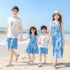 One-Piece Summer Beach Family Outfits: Mother-Daughter, Mother-Son Coordinating Dresses for Three or Four