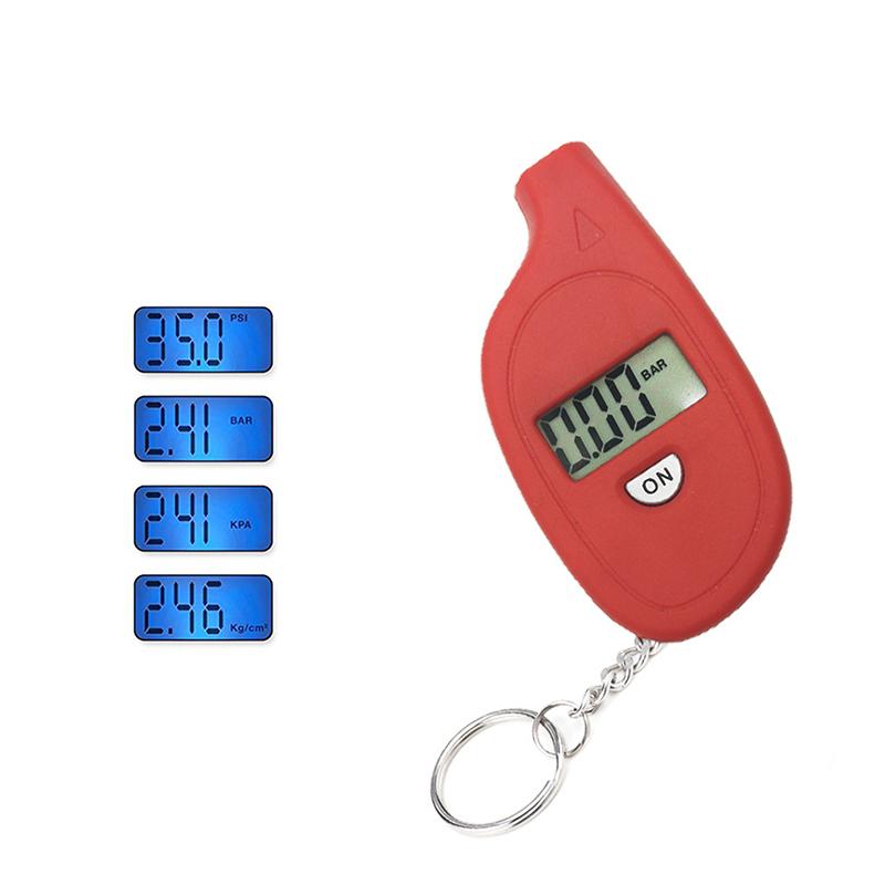 1Pc Tire Gauge Digital Lcd Display Car Tire Air Pressure Tester Meter Auto Car Motorcycle Tire Safety Alarm Mini Keychain Style