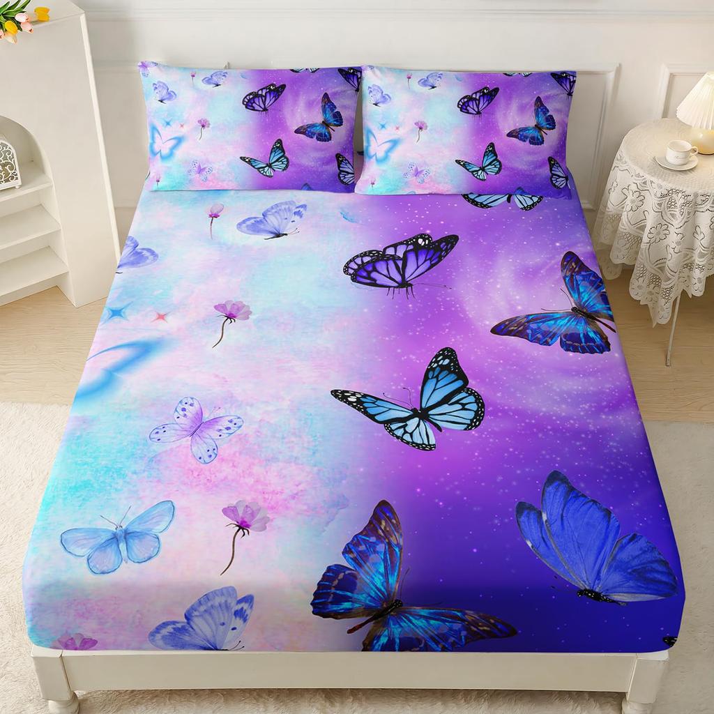 Beautiful Butterfly Pattern Mattress Three-Piece Digital Printing Bedding Mattress Three-Piece Set Small And Fresh