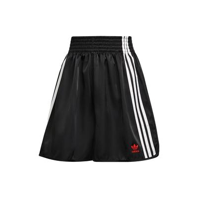 Originals Trefoil Logo Print Trei dungi Talie elastică Pantaloni scurti sport respirabili Pantaloni scurți pentru femei Negru H59028
