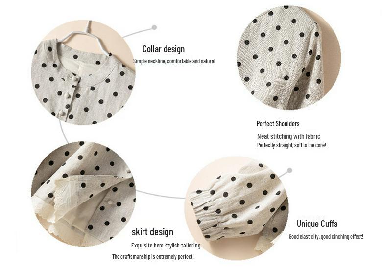 Women's Retro Polka Dot Loose Cardigan - Plus Size Long Sleeve Casual Top