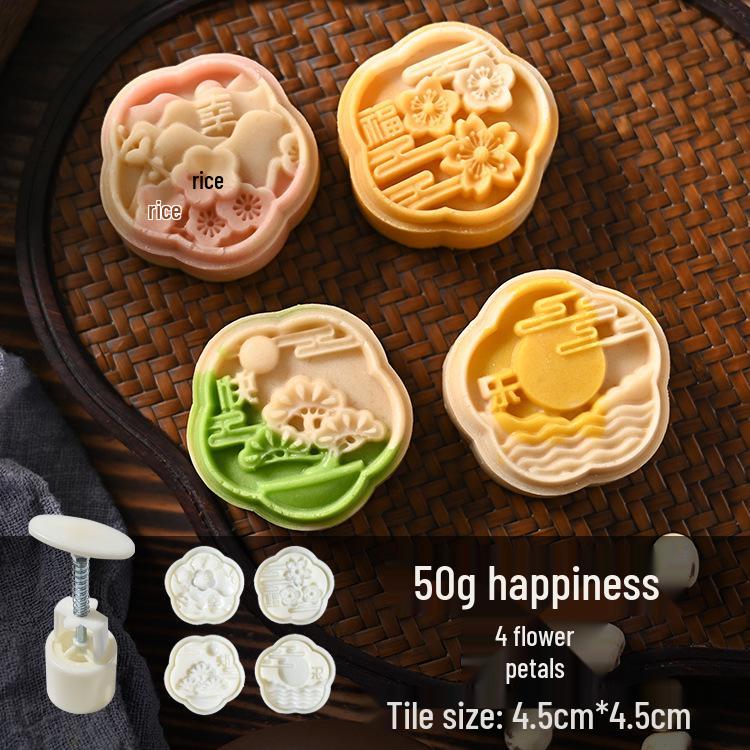 Mid-Autumn Mooncake Press - Flower Ice Skin Mold for Pastry & Mung Bean Cake
