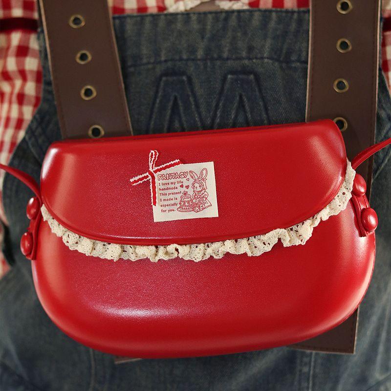 

Original Design New Arrival South Korea Retro Ins Red Saddle Bag Crossbody Small Bag Female Easiest for Match Simple Mobile Phone Bag Red