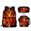 Trendig Beliebt Neuheit Lustig Schmetterling 3D-Druck 3 Stück/Set Schüler Schultaschen Laptop Tagesrucksack Rucksack Lunchtasche Federmäppchen