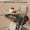 High Chair, Children's Folding Feeding Chair with a Table, with Wheels