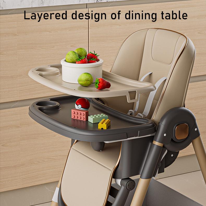 High Chair, Children's Folding Feeding Chair with a Table, with Wheels