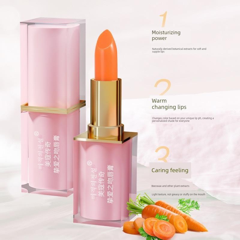 Echte Ware Meikou Legend Karottenfarbe Farbwechselnder Lippenstift Lippenstift Feuchtigkeitsspendend und Pflegend Verblasst Nicht Hinterlässt Keine Flecken auf Tassen Verblasst Nicht Wasserdicht