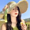 1pc Sweet Flower Bow Lace Straw Hat for Women,summer Sun Beach Vacation Style,big Brim,sunshade Sun Protection Hat for Tralve