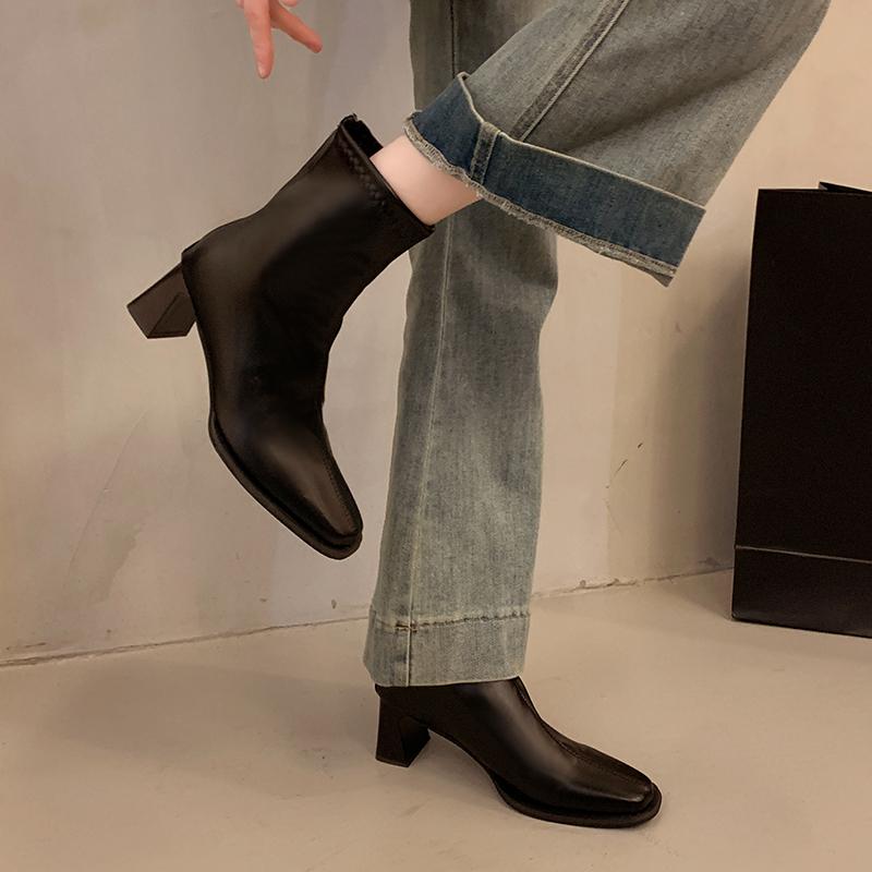Fashion Autumn Winter Fashion Thick Heel Women Ankle Boots Fashion Back Zipper Shoes Vintage Modern Short Booties