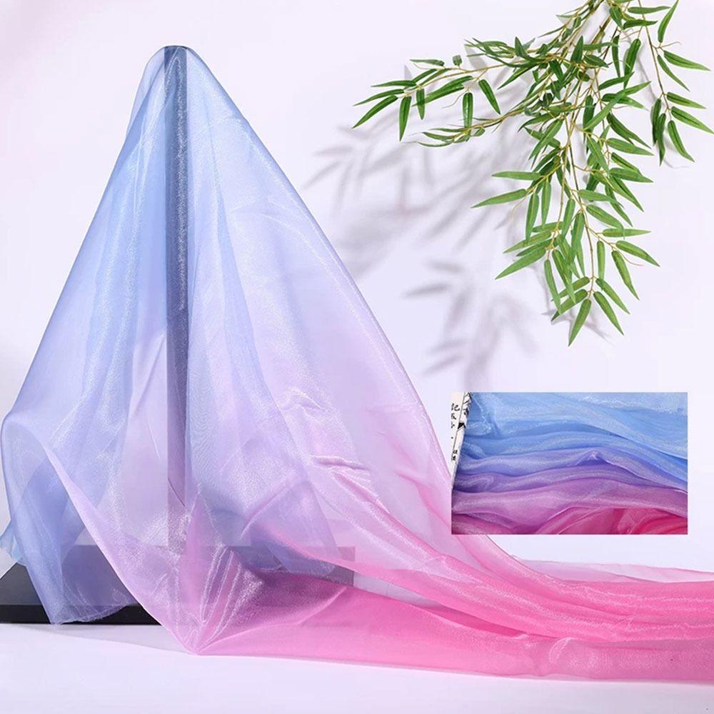 1 Yard/Width 140cm Organza Fabric Colorful Gradient Transparent Texture Voile Gauze Transition Color Mesh Fabric Designer Fabric