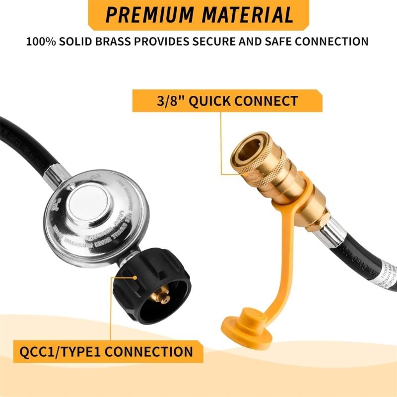 Quick Connect Fittings Flexible 12ft Hose with 1/4 Ball Quick Connector Quick Connect Hose for Home and Outdoor Use