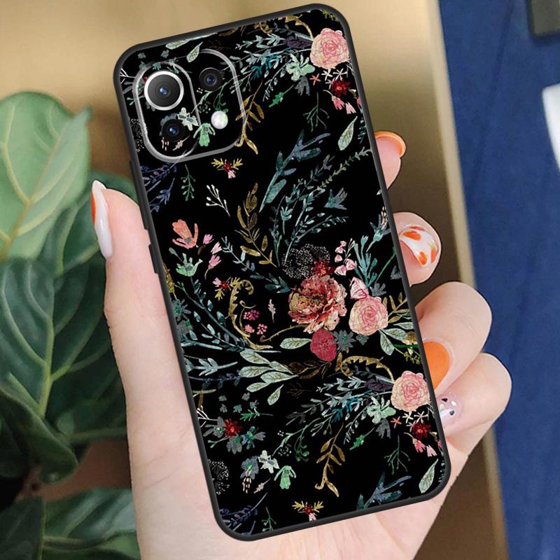 Midnight Floral Case For Xiaomi 15 14 Ultra 13T 14T 15T Pro 17 Pro Max POCO X7 X5 X6 F5 F6 F7 F8 Pro Coque
