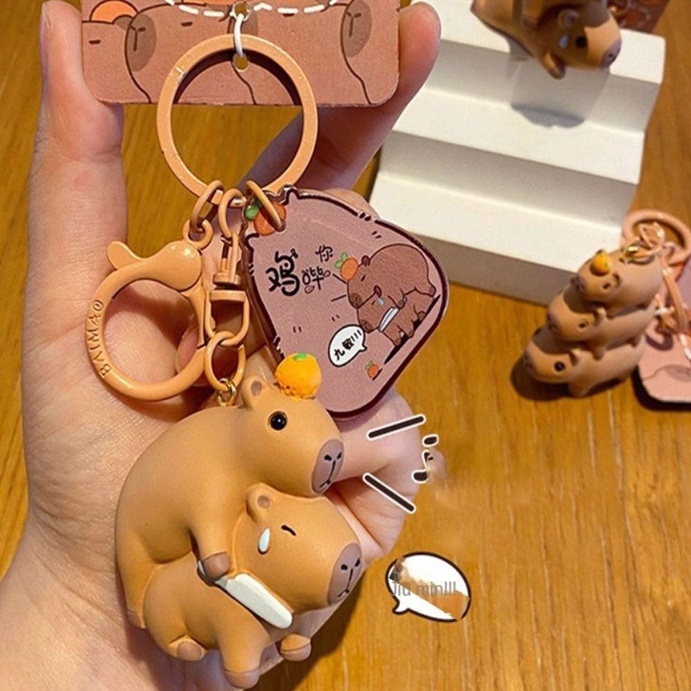 Cute Capybara Keychain Creative Capibara Keyring Backpack Decor Capybara Pendant Birthday Gift