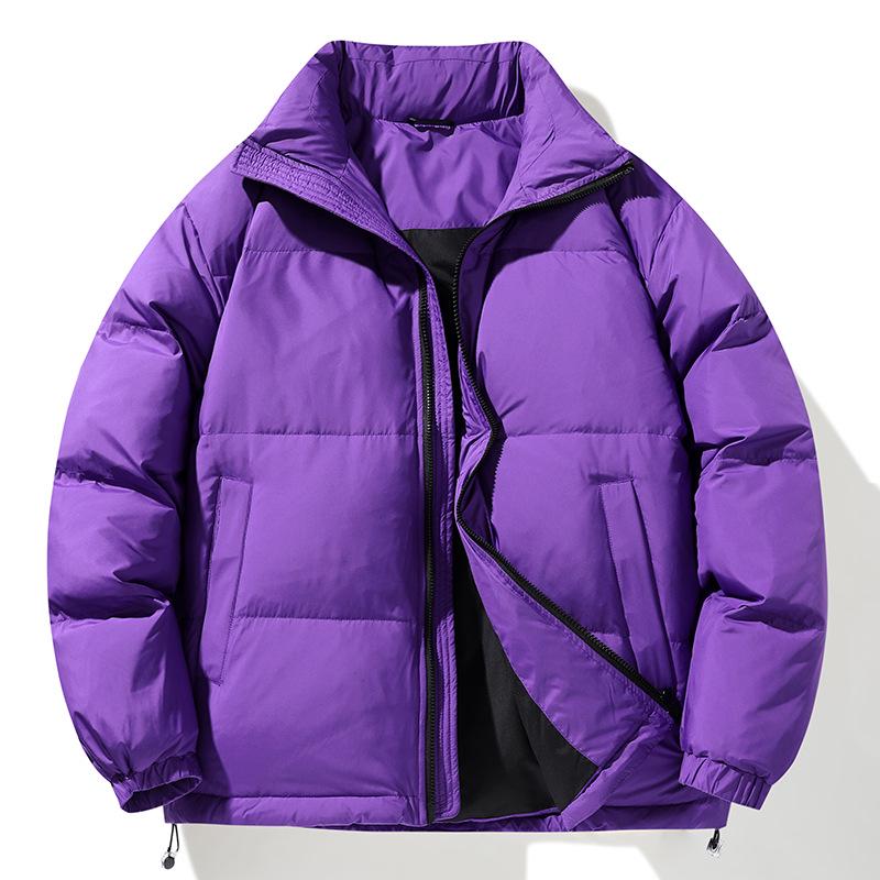 

2025 Men s Winter Hooded Down Jacket: Thickened, Solid Color, Loose Fit, White Duck Down XL фіолетовий