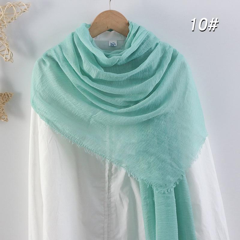 Women's Cotton Linen Silk Scarf - All-Season, Solid Color, Versatile Head and Sunshade Wrap