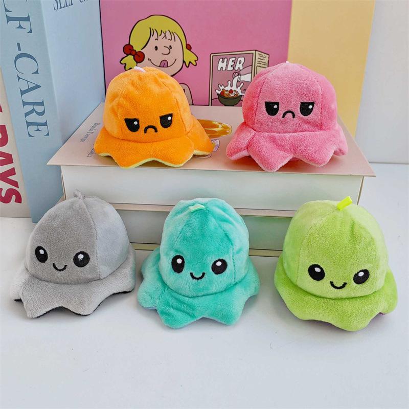 Creative Flip Face Change Octopus Small Pendant Doll Plush Toy Schoolbag Buckle Cute Couple Hanging Decoration
