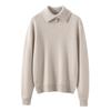 Women's Solid Color Cashmere Sweater: Lapel Buckle, Loose Fit, Thick Knit for Autumn/Winter 2026.