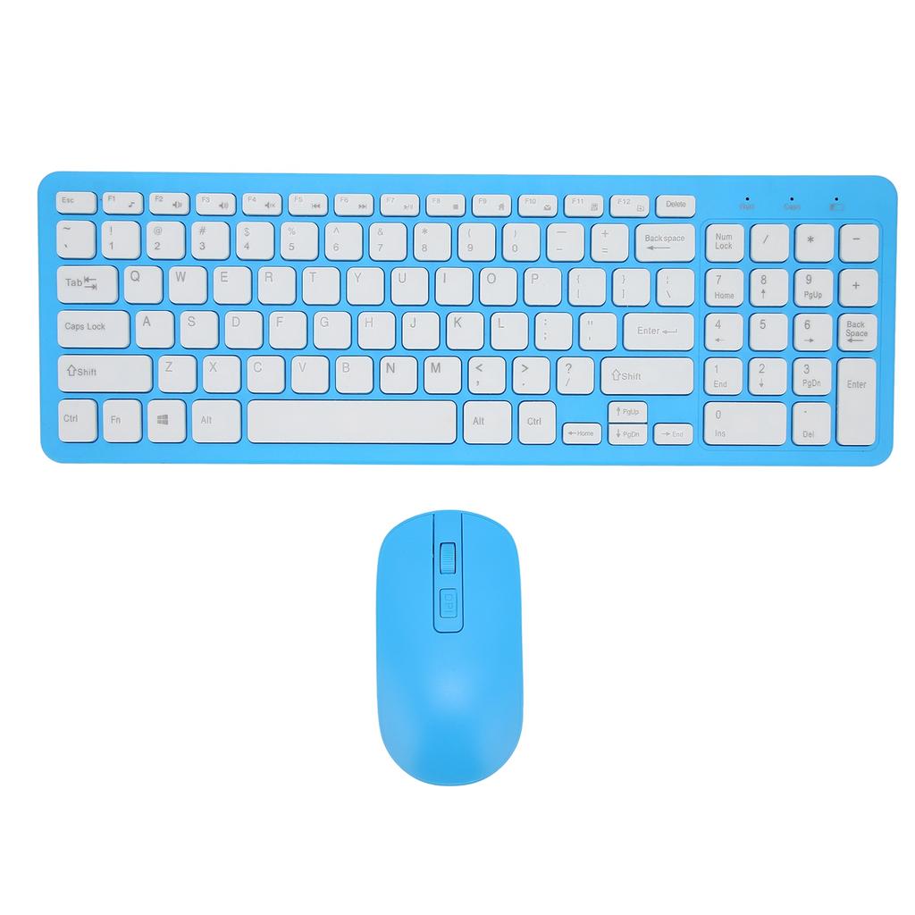 96 Key Wireless Keyboard Mouse Combo 10 Meters Transmission Fade Resistant Keyboard Mouse Combo with Nonslip Mat Blue