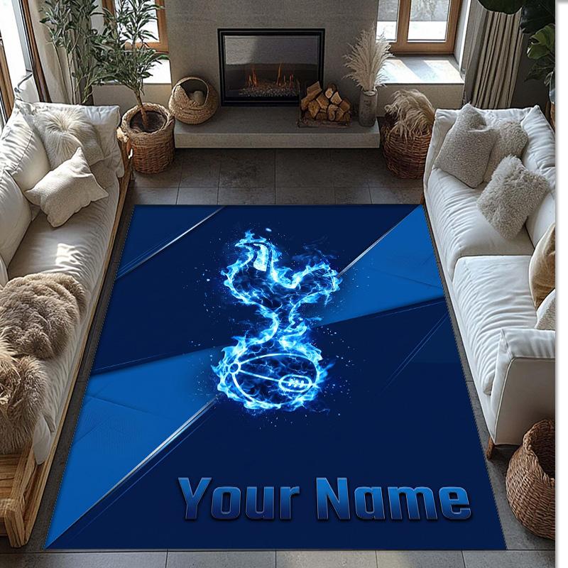 Tottenham Hotspur FC Printed Crystal Velvet Rug Non‑Slip Crystal Velvet Carpet For Sofa Bedroom Indoor Home Decoration