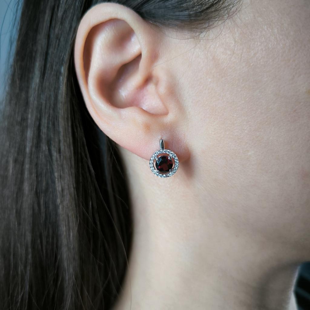 Серебряные серьги с натуральным гранатом 2.409ct (2204336)