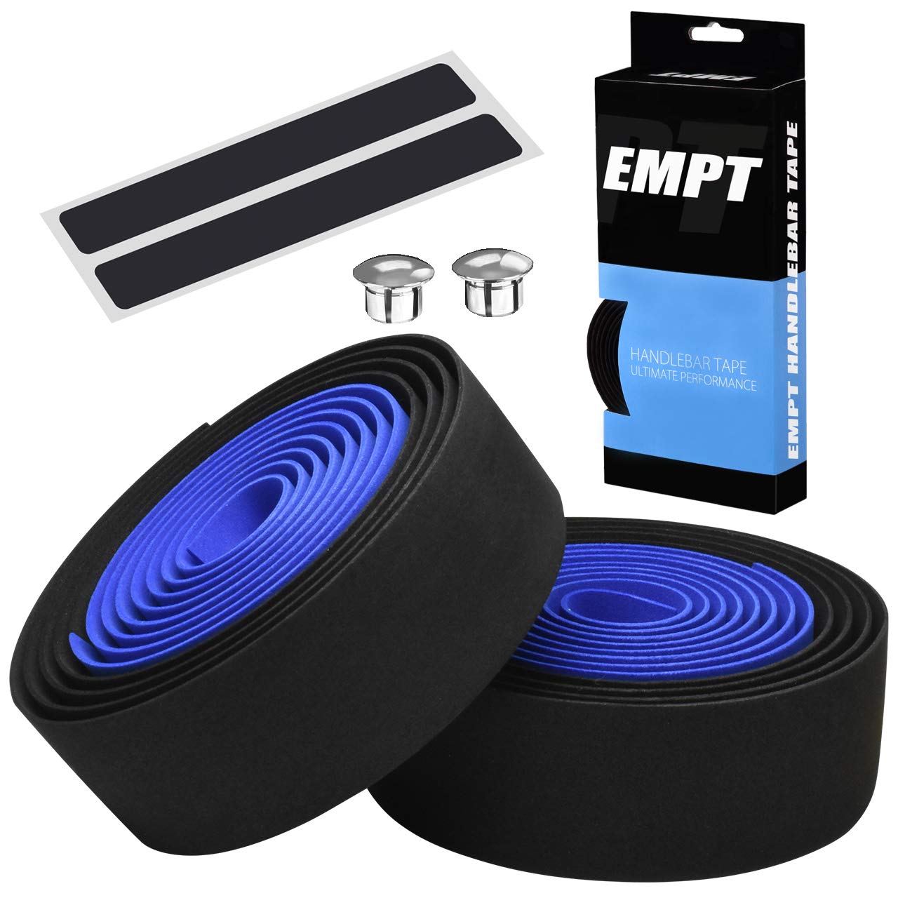 

EMPT EVA Road Bar Tape Cushioned EVA Bar Tape for Fixed and Drop Includes End Caps and End Tape and Blue ES-JHT020, Road, Gear, Handlebars, (Black