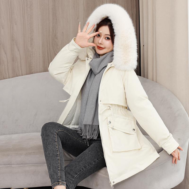 Autumn Winter Thicken Warm Parka Women Casual Sweety Solid Color Big Pocket Loose Hooded Coat Jackets Outwear