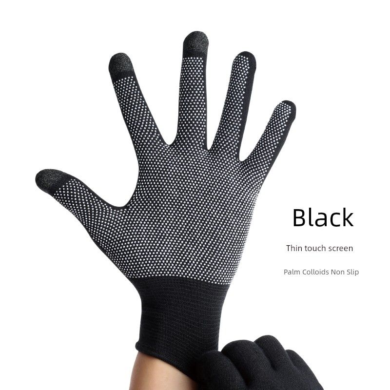 

Touch Screen Gloves Men Autumn and Winter Warm Non-Slip K-style Pure Cotton Knitted Thin Student Driving and Biking Outdoor Female Black All yards