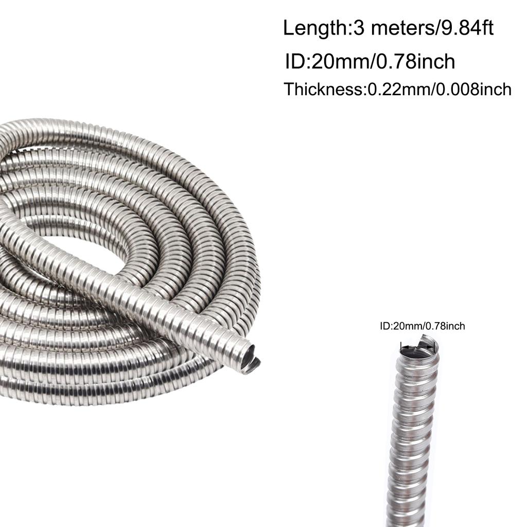 Inner Diameter 4-20mm 304 Stainlesss Steel Corrugated Pipe Wire Line Cable Conduit Protect Hose Tube Length 3 Meter
