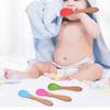 4 Stück Silikon Baby Essschale Tasse Lätzchen Löffel Sets Kinder Rutschfest Saug Napf Geschirr Säugling Essen Snack Schale Lila