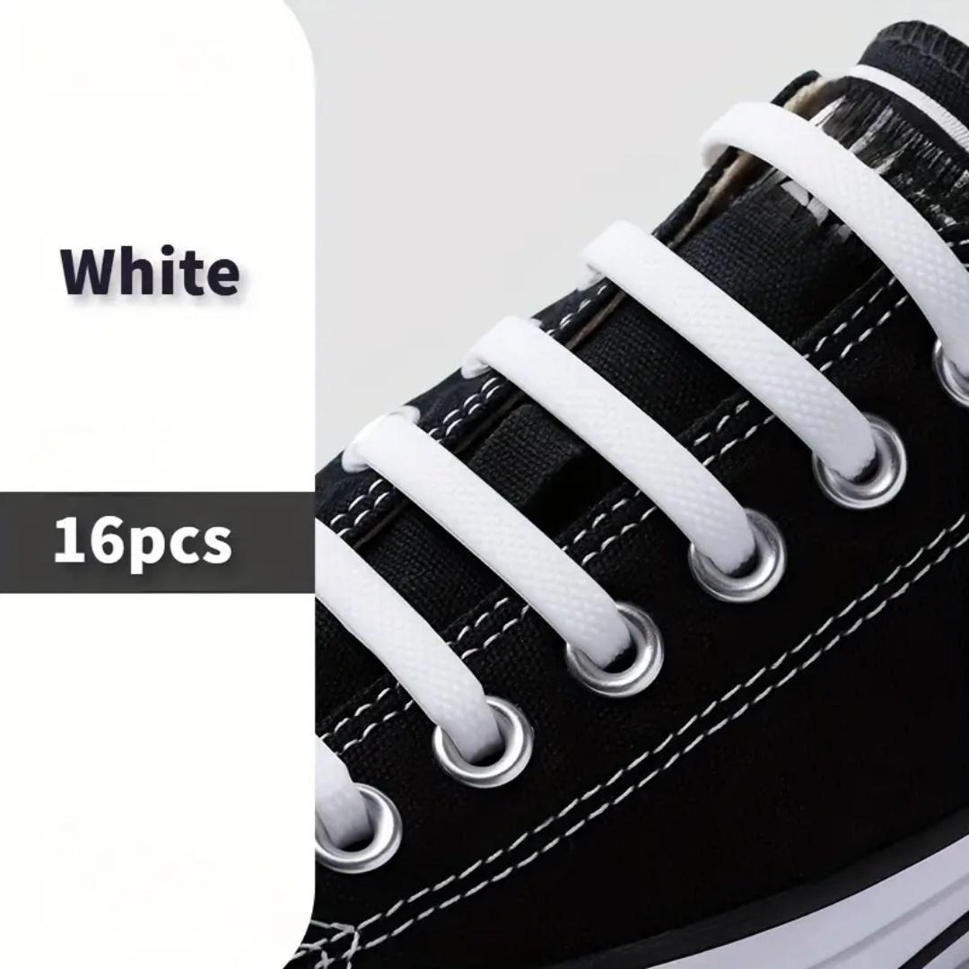 

16Pcs Silicone Elastic No Tie Shoelaces, Stretch Rubber Lazy Laces Fashion Shoe Strings for All Sneakers Unisex