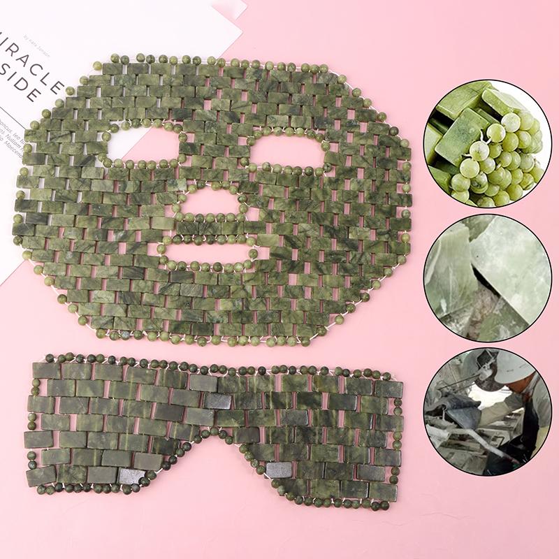 Natürliche Jade Gesichts-Augenmaske Heiß-/Kaltsteintherapie Massagegerät Home Beauty Spa Salon Hautpflege Beauty-Massagegerät
