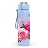 1PC Pink Rose Flower Bouquet 750ml Color Plastic Sports Water Bottle Leakproof Flip Straw Lid Suitable for Sports Office Home Use