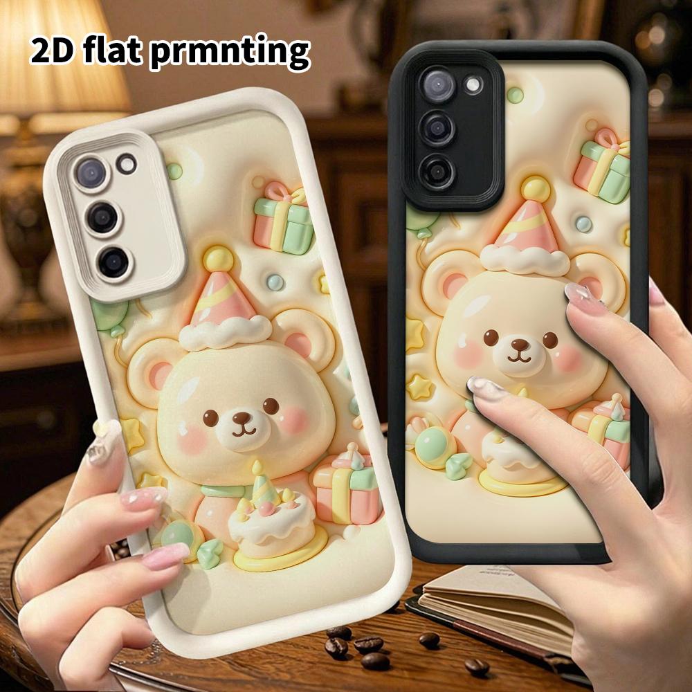 Phone case: 2D flat, fits Samsung Galaxy A34 A35 M05 M06 S20 S22 S21 FE Plus 5G, birthday teddy bear, perfect Christmas and Halloween holiday gift