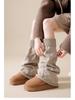 Solid Color Women's Ruffle Leg Warmers - Knitted, Versatile, Flared, Hot Girl Style Long Socks for Spring and Autumn.