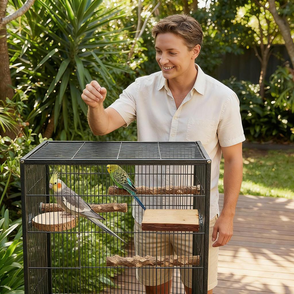 Bird Perch Stand Anti-Slip Climbing Chew Toy Natural Cockatiel Perch Bird Stand Set Board Bite Claw Grinding Bird Cage Accessor