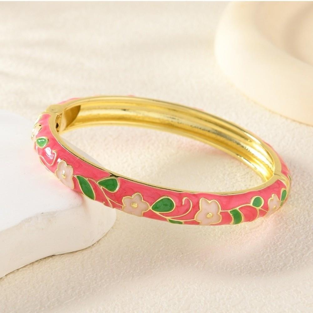 Zinc Zinc Zinc Alloy Enamel Bracelet Floral Motifs Flower Texture Bracelet Dropped Glaze Bracelet  African
