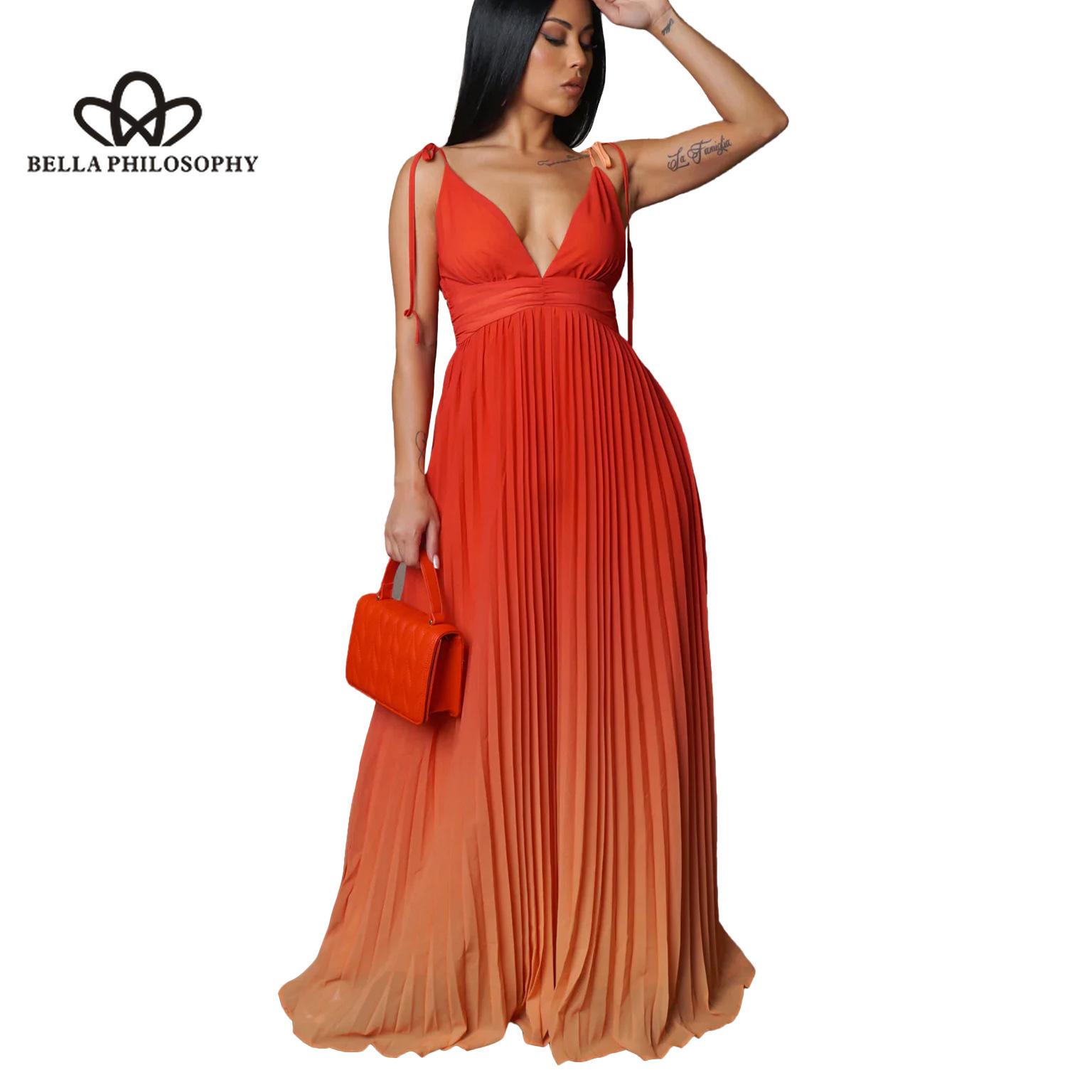 

Летнее платье с открытой спиной и бретельками, градиентное длинное платье, платья, длинное платье, коктейльное платье XXXL оранжевый