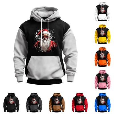 Men's Christmas Print Color Block Hooded Casual Sports Comfort Sweatshirt