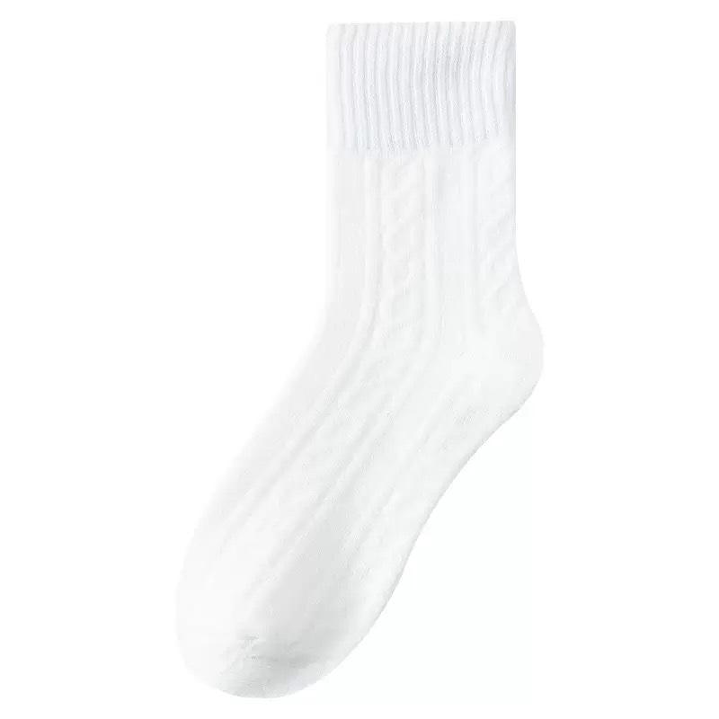 

Female Autumn and Winter Fashion Solid Color Warm Hair Ring Plus Velvet Thick Deodorant In The Tube Sleep Socks 1 pair білий