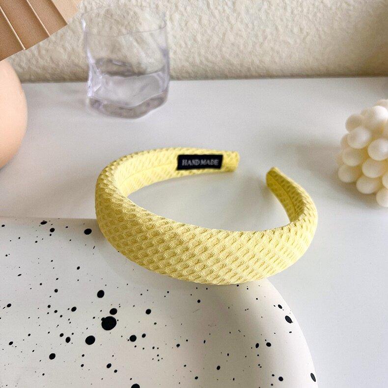 

Новая повязка на голову в клетку цвета сладкого крема для женщин, универсальная, губка, для выхода, однотонная, для умывания, аксессуары для волос для девочек